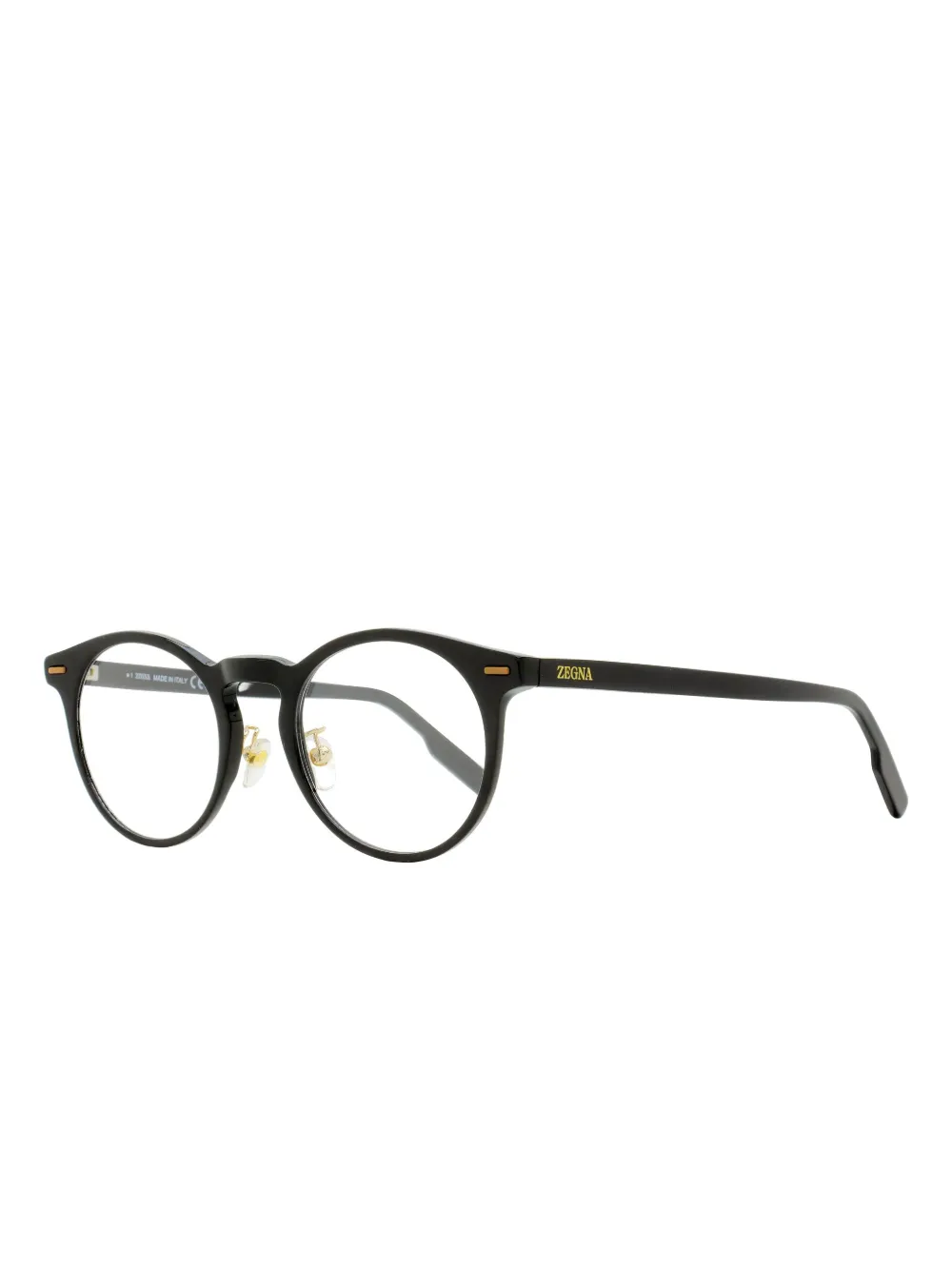 Zegna Keyhole Bridge Round Glasses In Black
