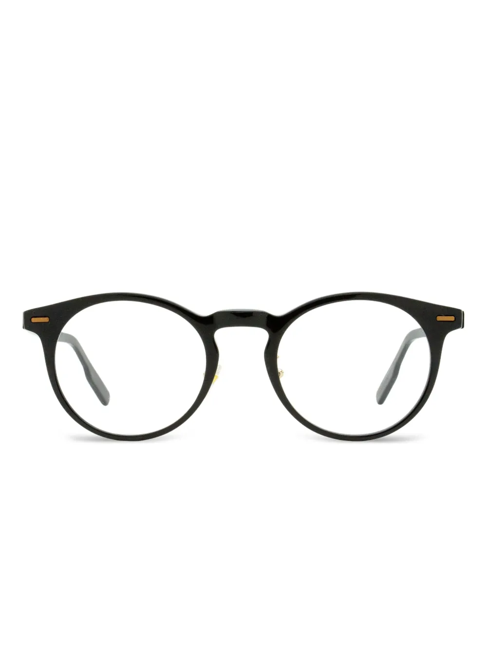 Zegna Keyhole Bridge Round Glasses In Black