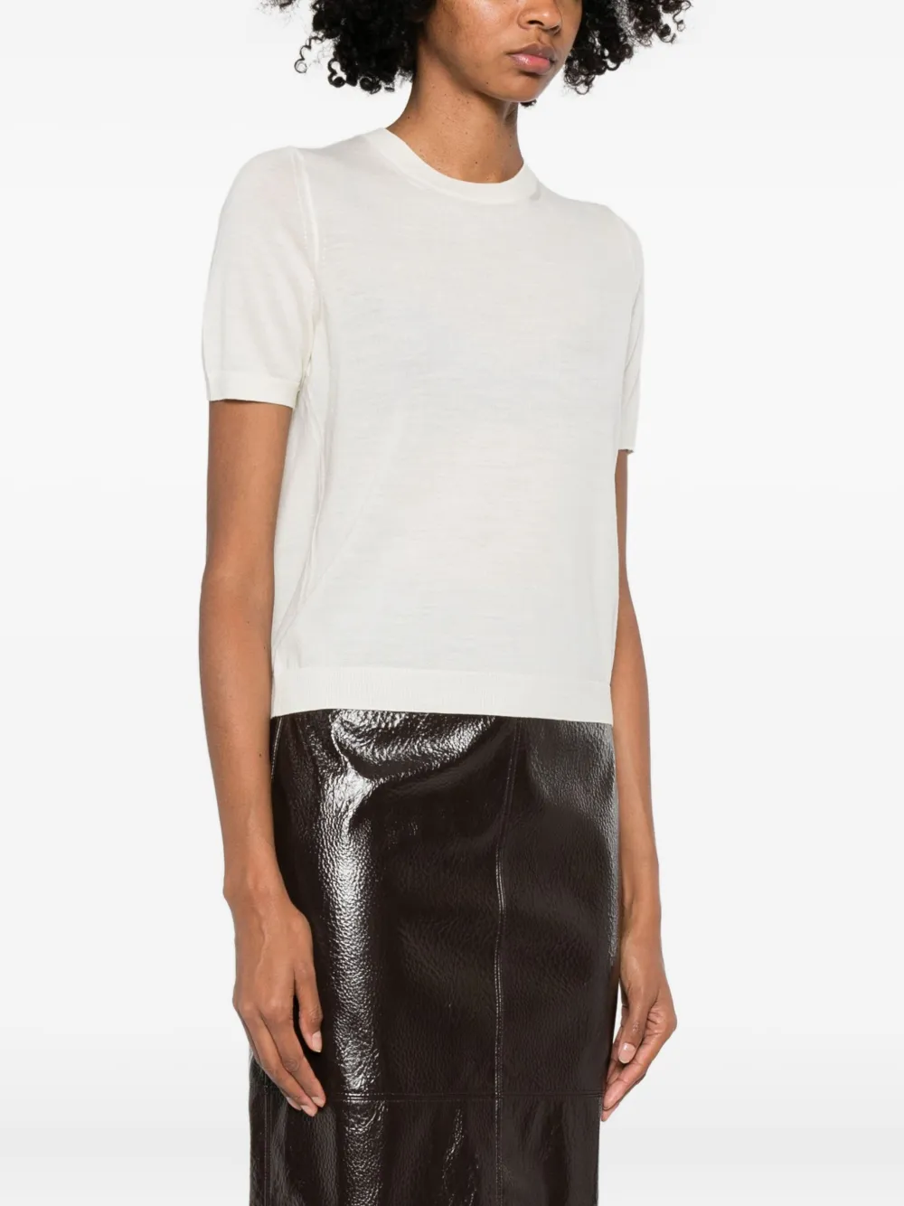 Gran Sasso Short-sleeve Knit Top In White