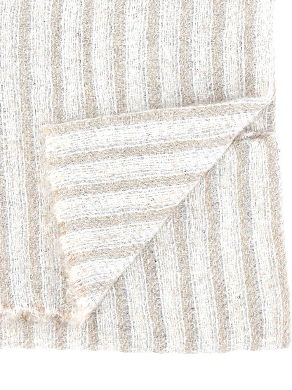 Gran Sasso striped fringed scarf - Beige