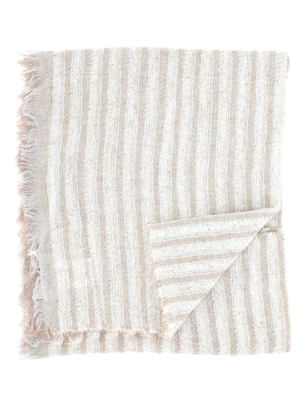 Gran Sasso striped fringed scarf | Neutrals | Image 1