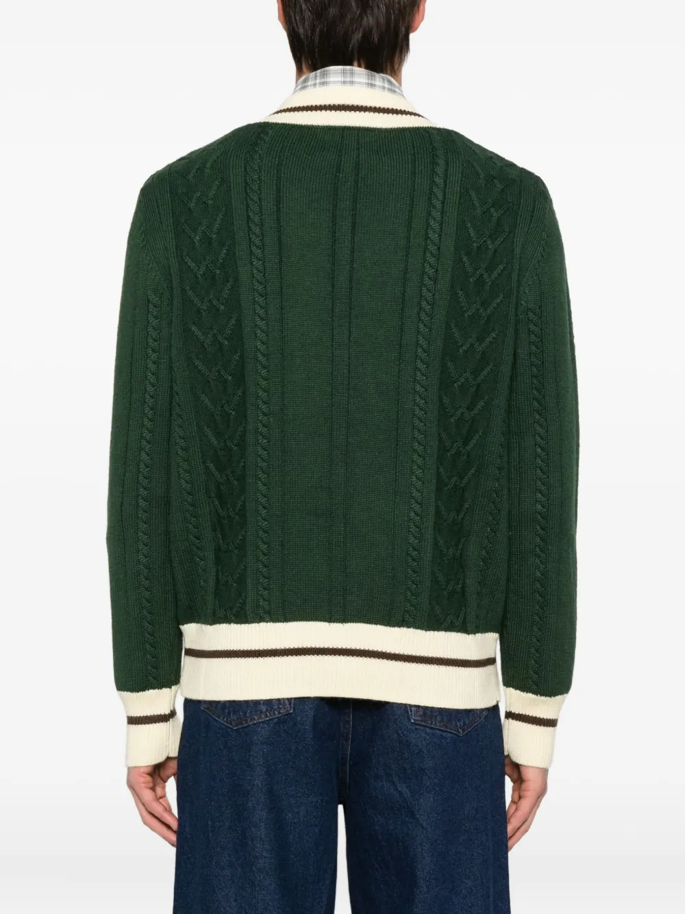 Walk In Paris Walker Cable-knit Jumper In Green