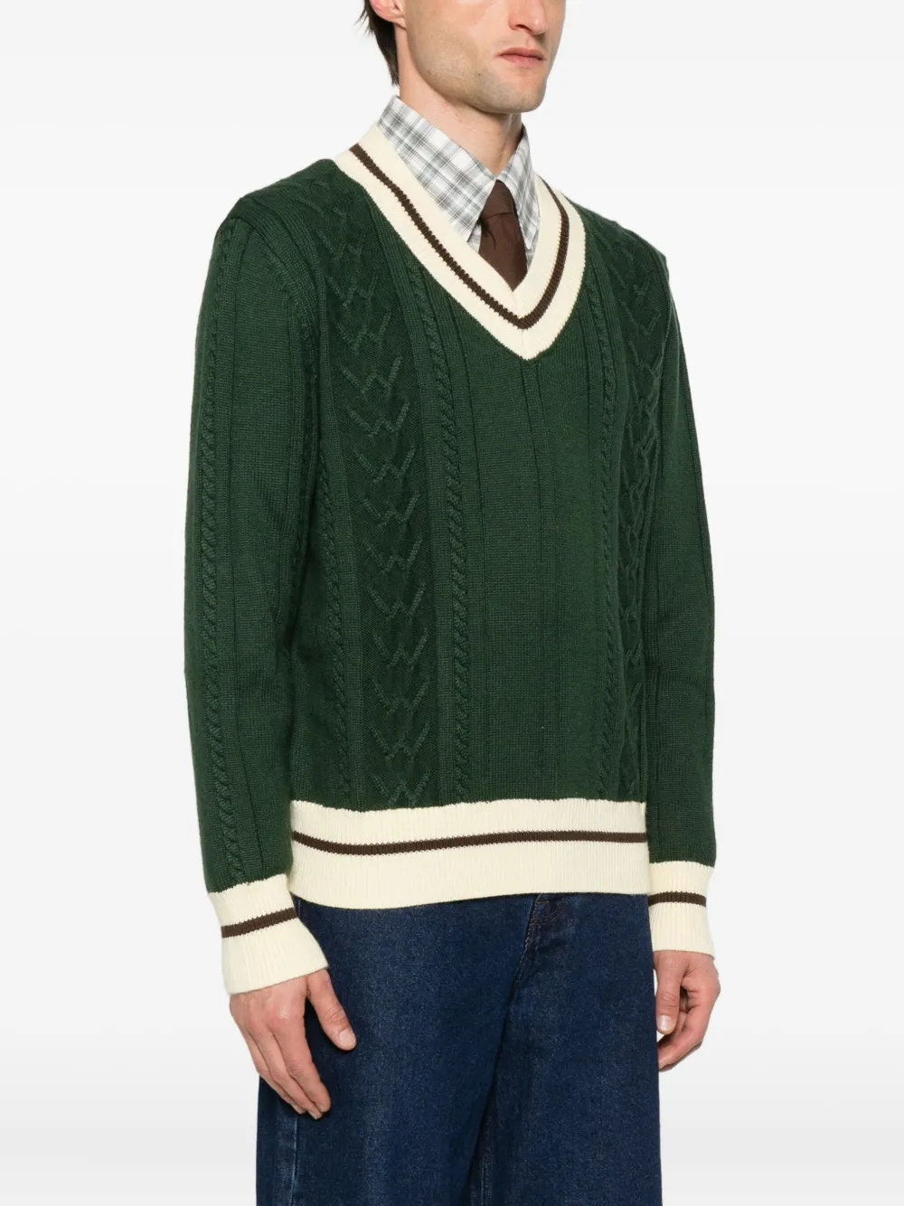 Walk In Paris Walker Cable-knit Jumper In Green