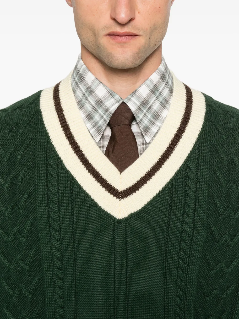 Walk In Paris Walker Cable-knit Jumper In Green