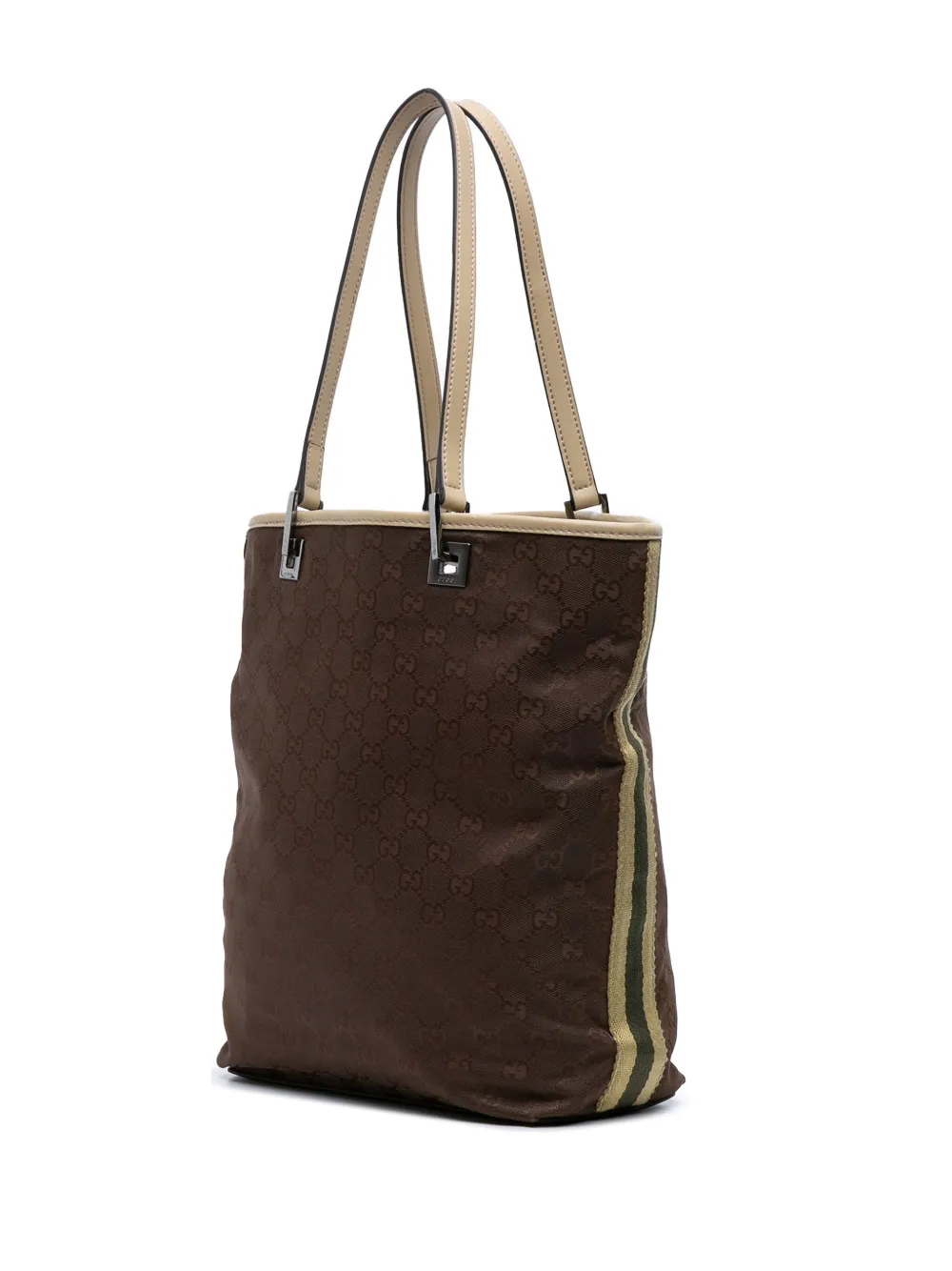 Pre-owned Gucci 2021-2025 Gg Canvas Web Tote Bag In Brown