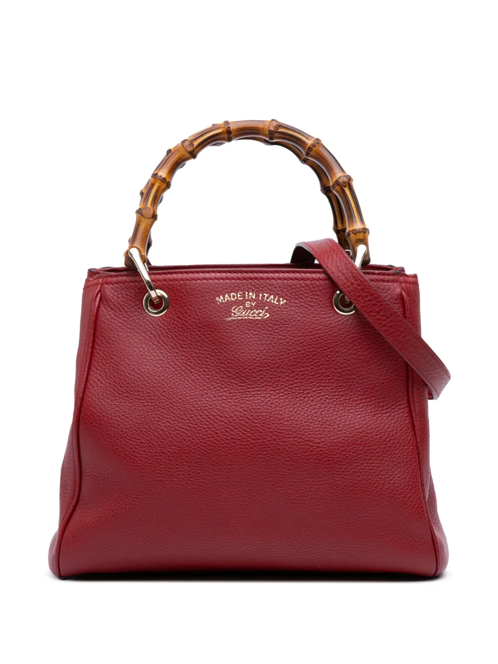 Gucci Pre-Owned 2016-2025 スモール カーフスキン バンブー ショッパー サッチェルバッグ - レッド Gucci Pre-Owned 2016-2025 スモール カーフスキン バンブー ショッパー サッチェルバッグ - レッド