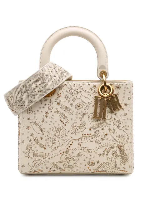 Christian Dior Pre-Owned 2017 Medium Calfskin Embroidered Astrology Lady Dior satchel
