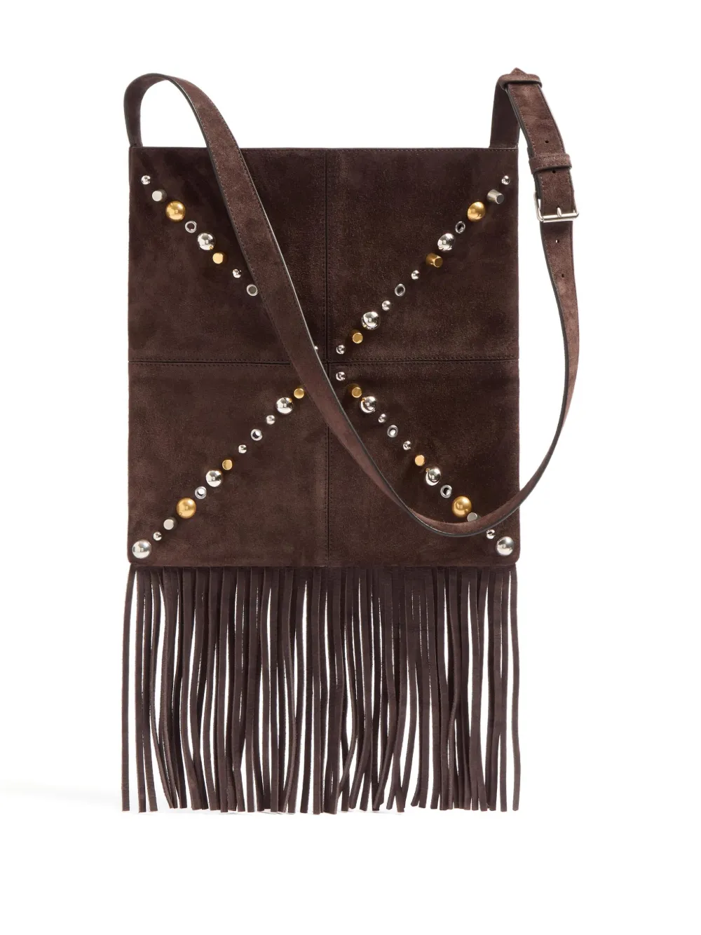 Valentino Garavani Kleine Nellc&ocirc;te schoudertas met franje - Bruin