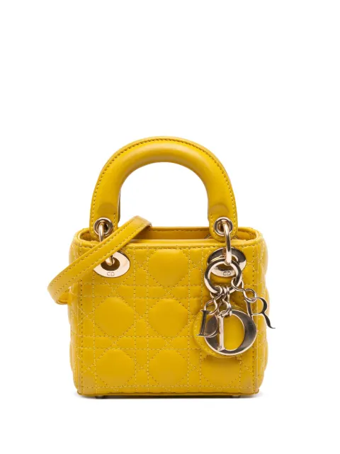 Christian Dior Pre-Owned bolsa satchel Lady Dior micro de piel de cordero y lona Cannage 2021