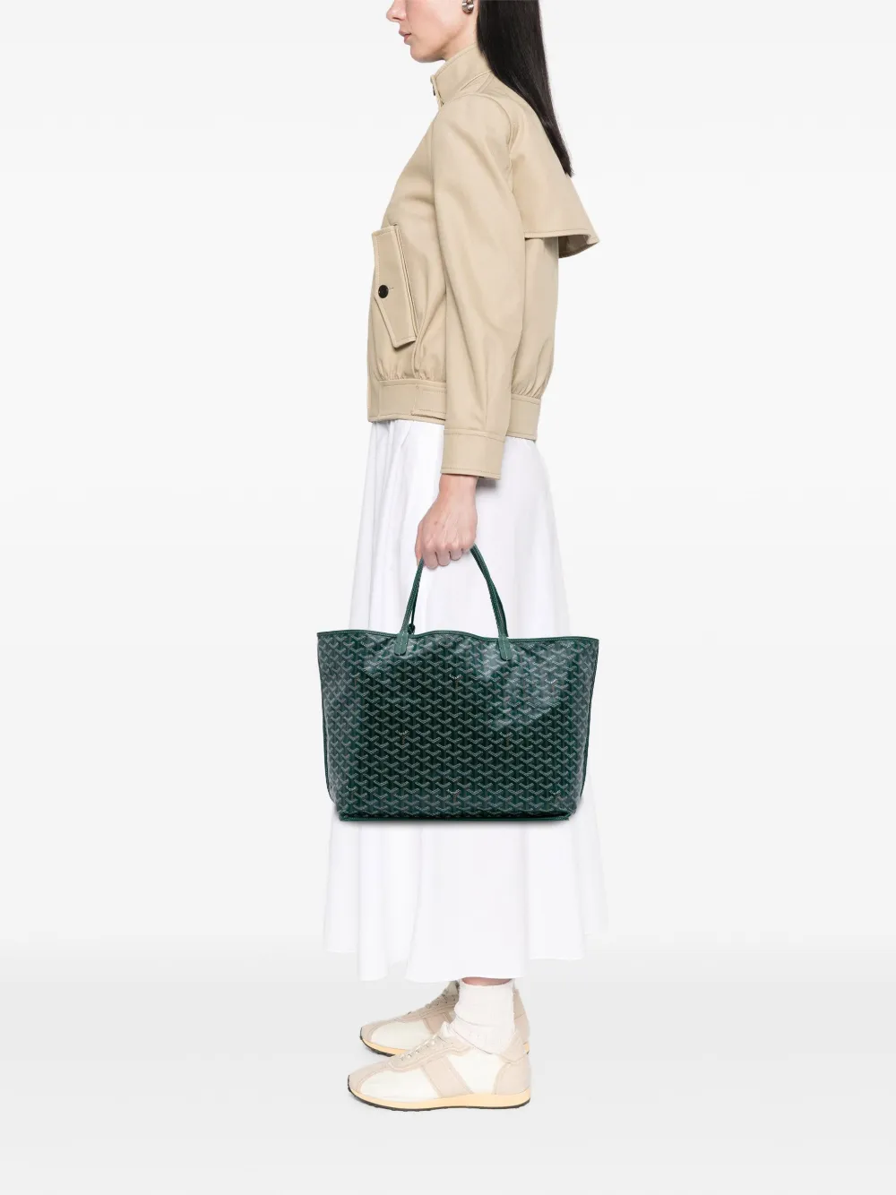 Pre-owned Goyard 2020 Ine Reversible Anjou Gm Tote Bag In Green