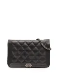 CHANEL Pre-Owned 2018-2019 Quilted Lambskin Boy Wallet On Chain crossbody bag - Black