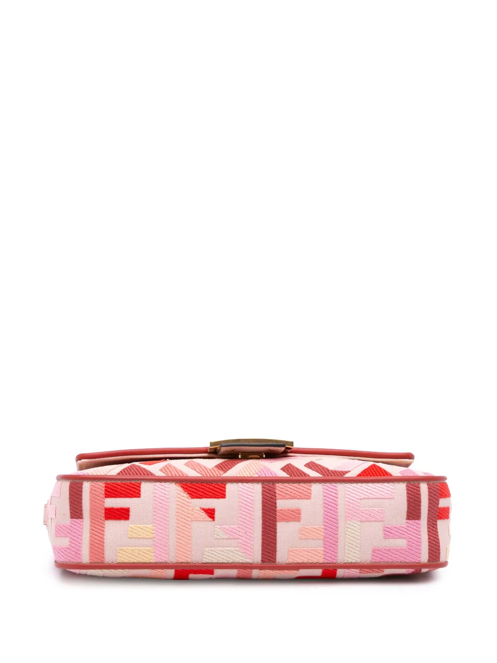 Pre-owned Fendi 2010-2025 Zucca Embroidered Canvas Baguette Satchel In Pink