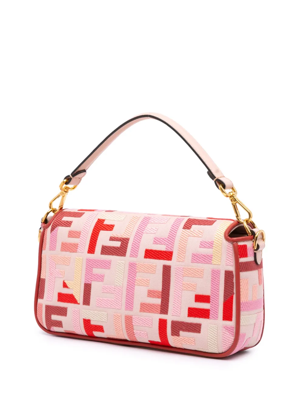 Pre-owned Fendi 2010-2025 Zucca Embroidered Canvas Baguette Satchel In Pink