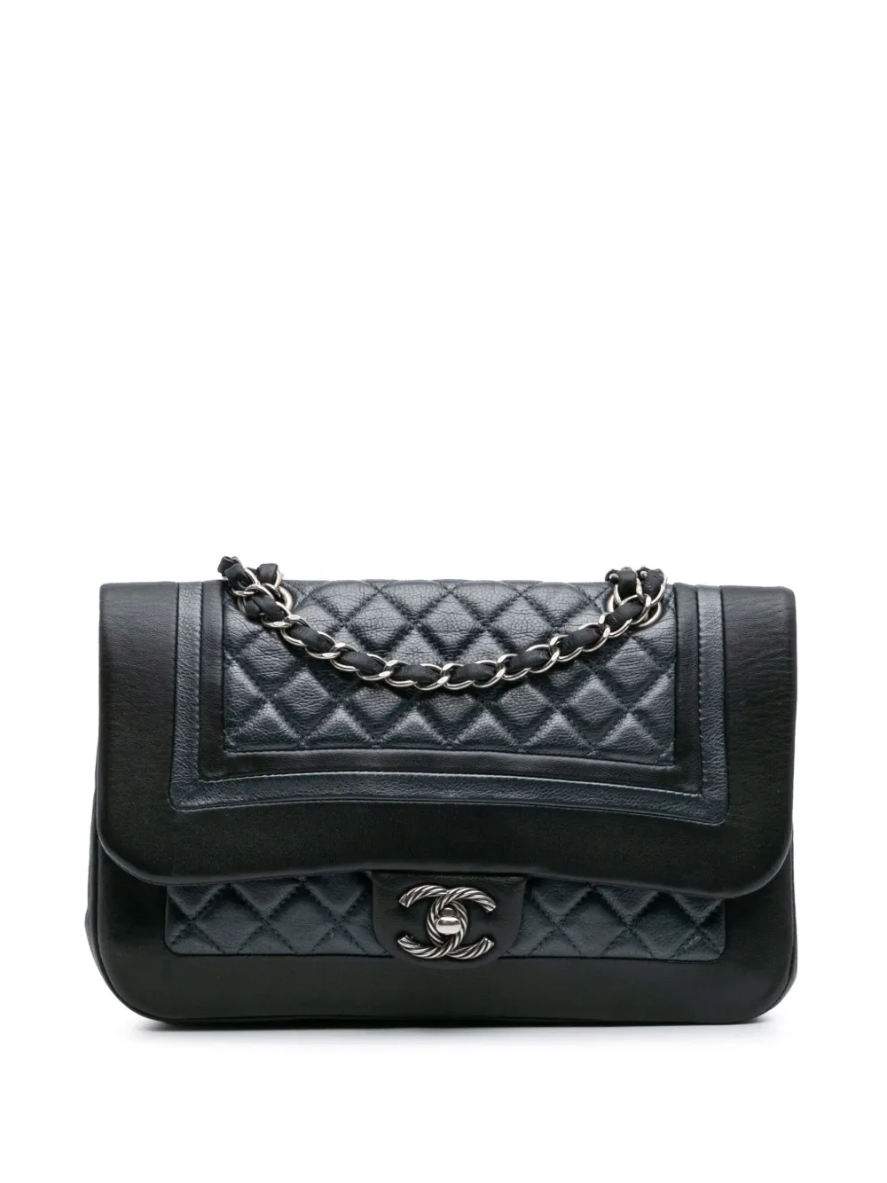 CHANEL Pre-Owned 2017-2018 ミディアム バイカラー マトラッセ カーフスキン フラップ ショルダーバッグ - CHANEL Pre-Owned 2017-2018 ミディアム バイカラー マトラッセ カーフスキン フラップ ショルダーバッグ -