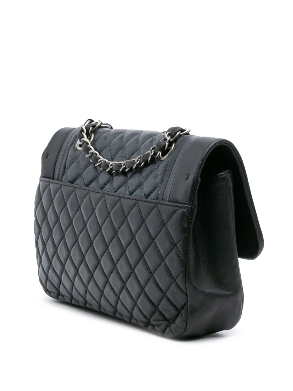 Pre-owned Chanel 2017-2018 Medium Bicolor Quilted Calfskin Flap Crossbody Bag In Blue