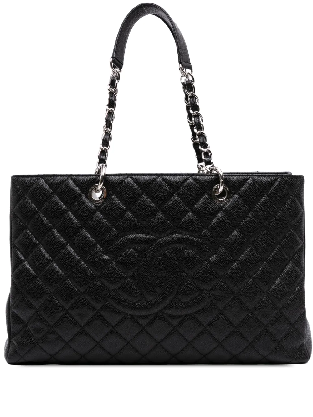 Pre-owned Chanel 2012-2013 Caviar Grand Shopping Xl Tote Bag In Black