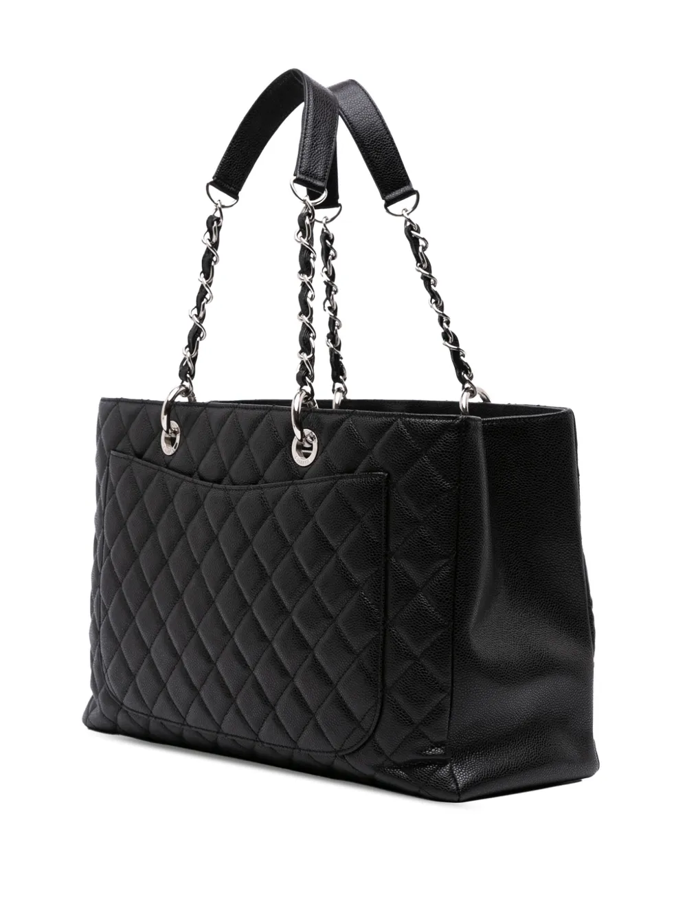Pre-owned Chanel 2012-2013 Caviar Grand Shopping Xl Tote Bag In Black