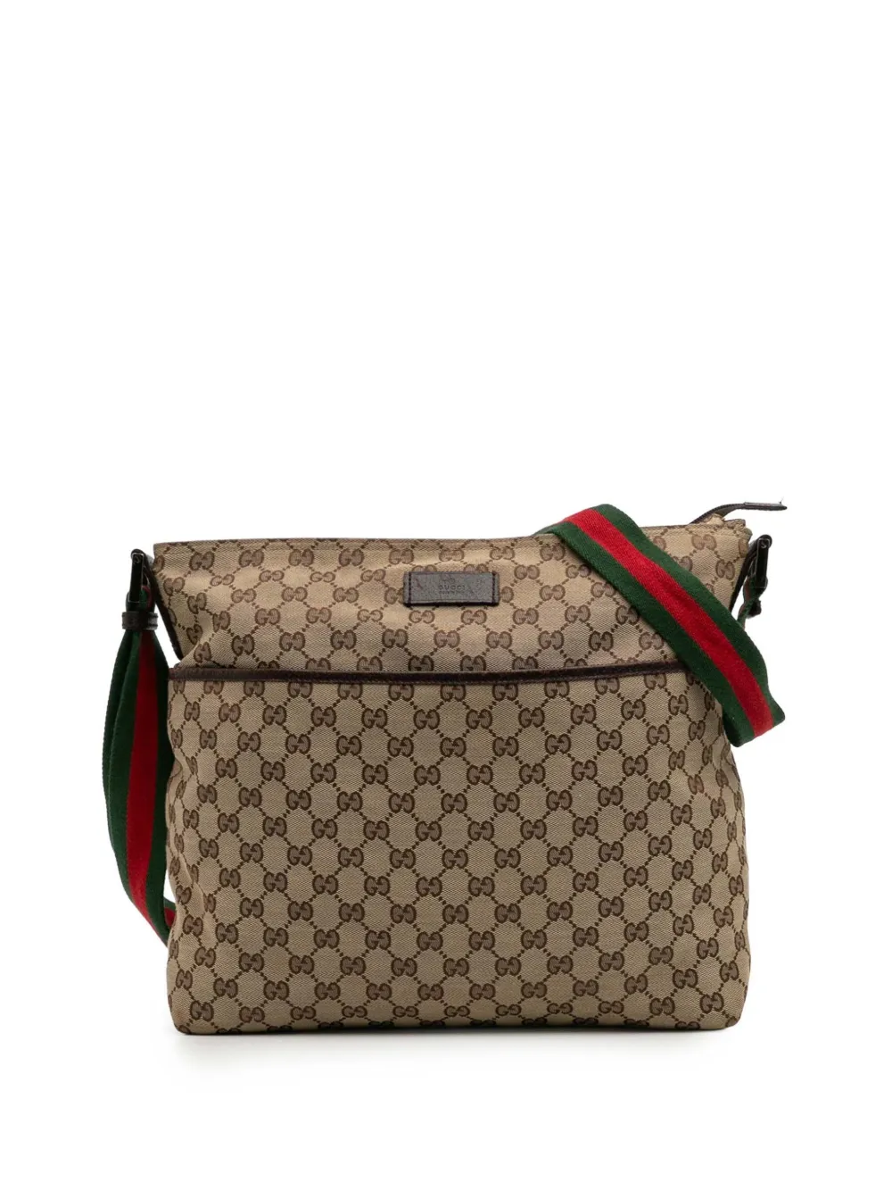 Gucci Pre-Owned شنطة كروس كانفا بشعار GG وبشريط ويب 2016-2025 | بني | Image 1