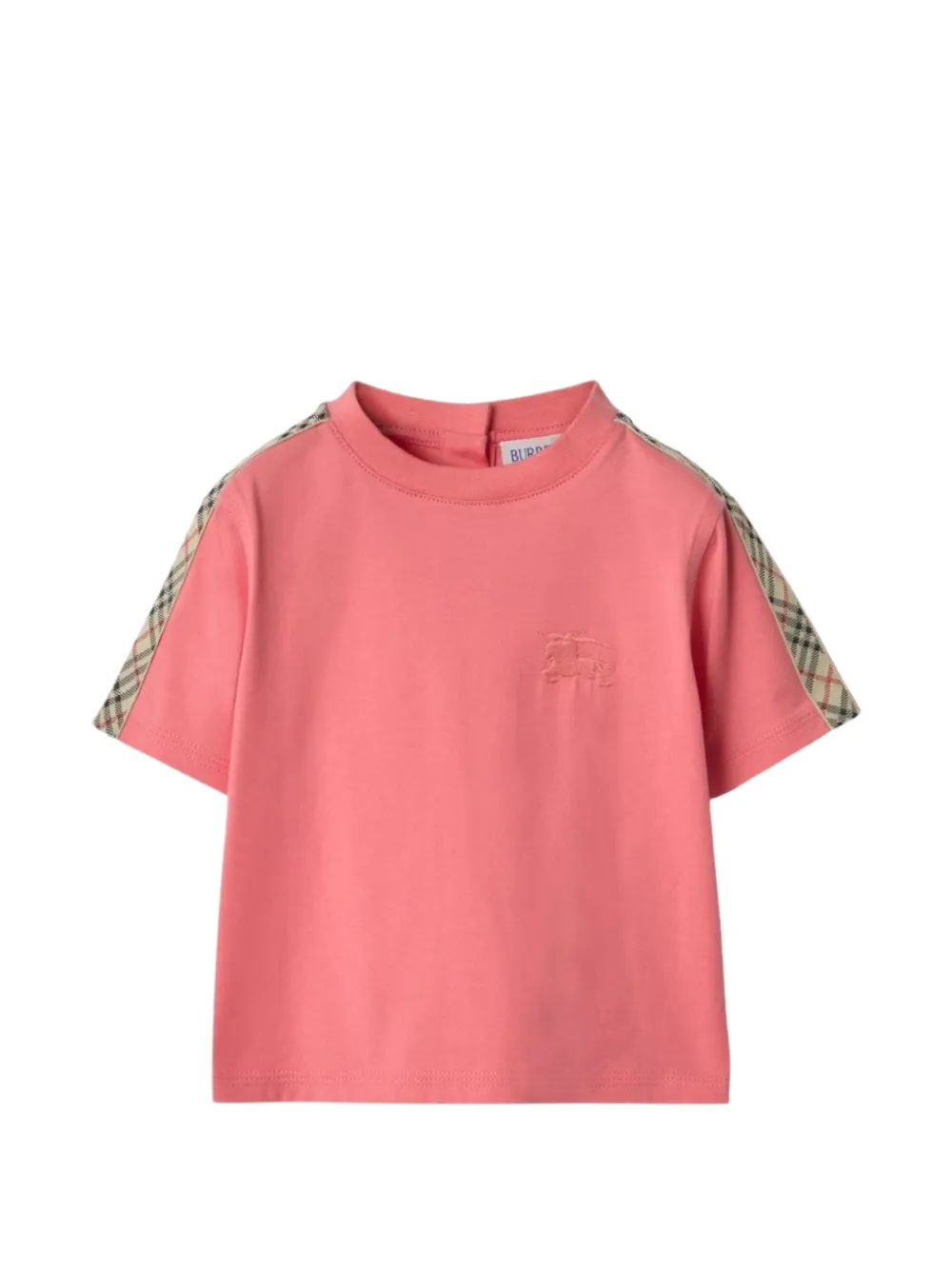 Burberry Kids check-stripe T-shirt - Rosa