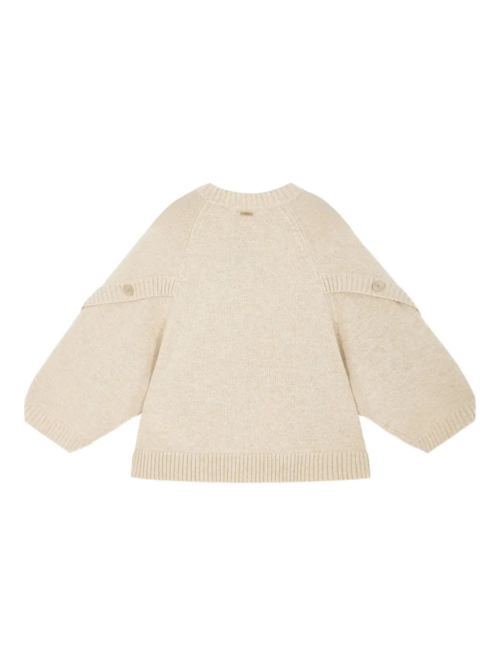 Max Mara Oversized Knitwear With Crew Neck And Buttons In Neutral
