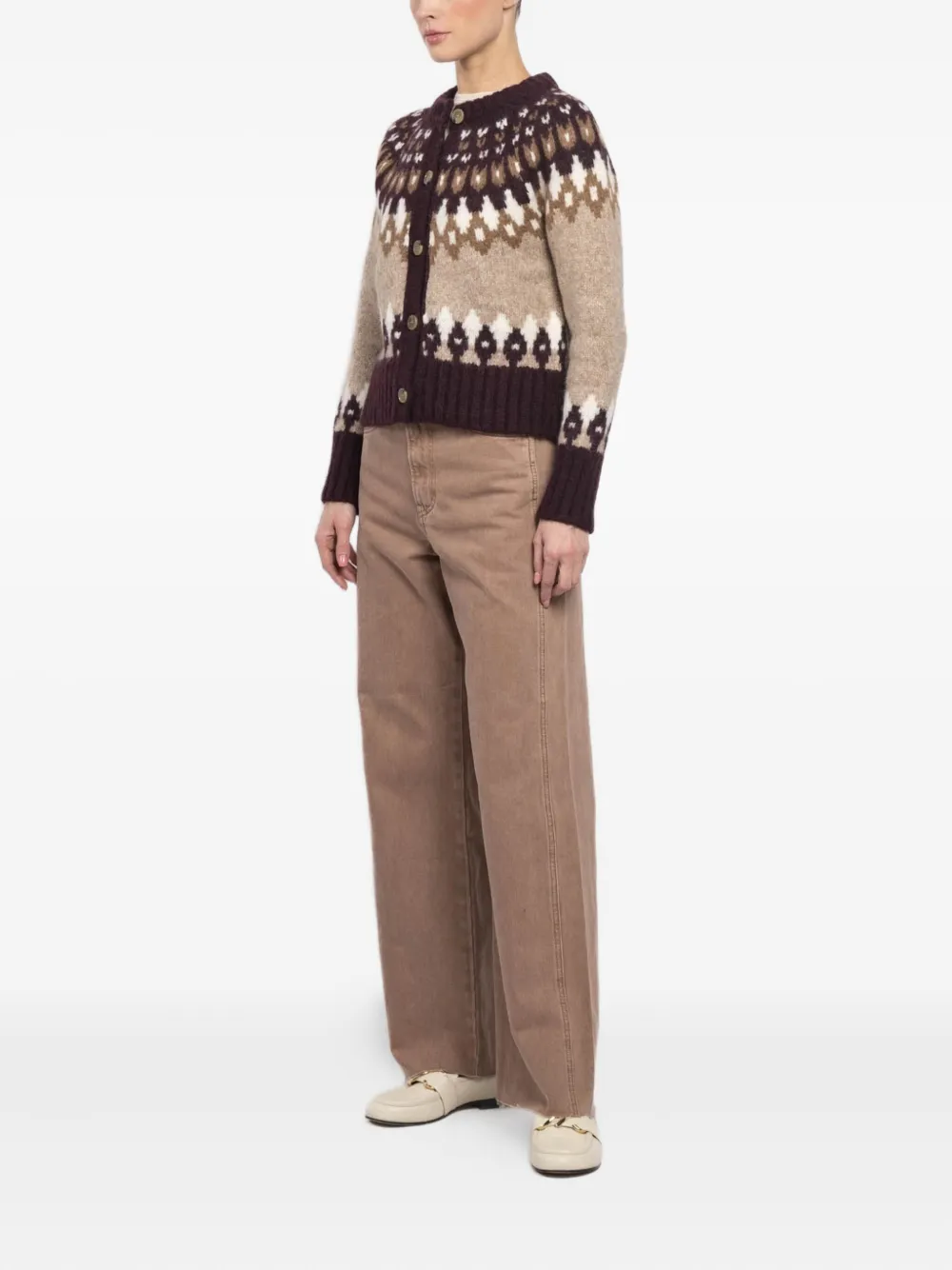 Veronica Beard Christina Fair Isle vest met knopen met patroon Beige