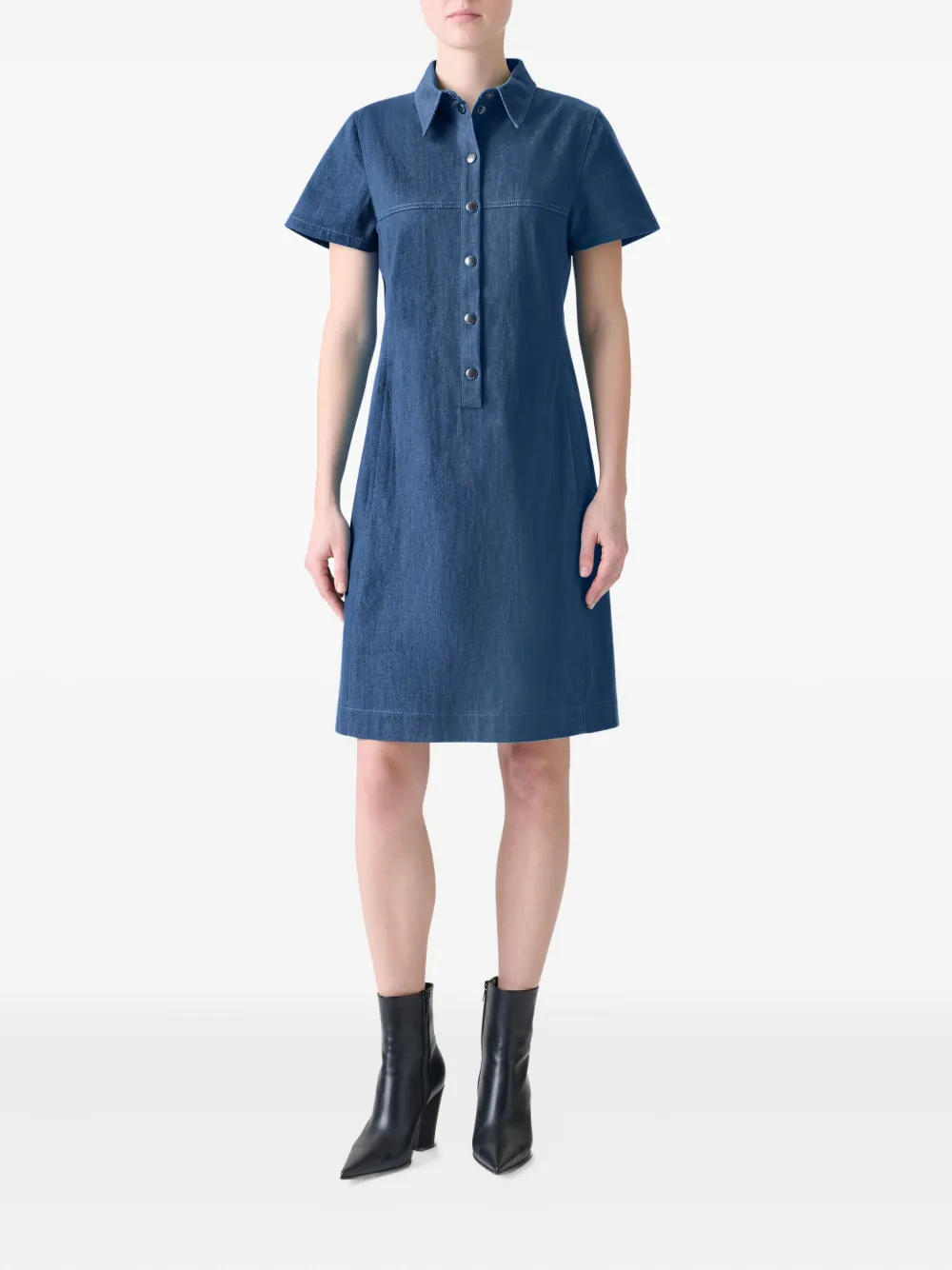 Akris buttoned collared mini dress - Blauw