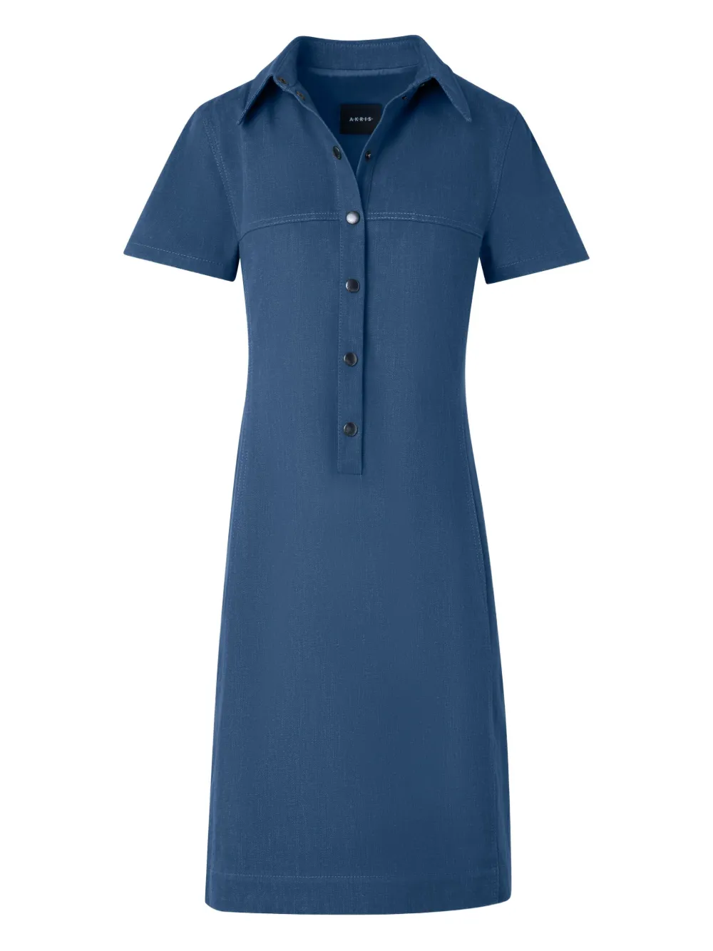 Akris Buttoned Collared Mini Dress In Blue