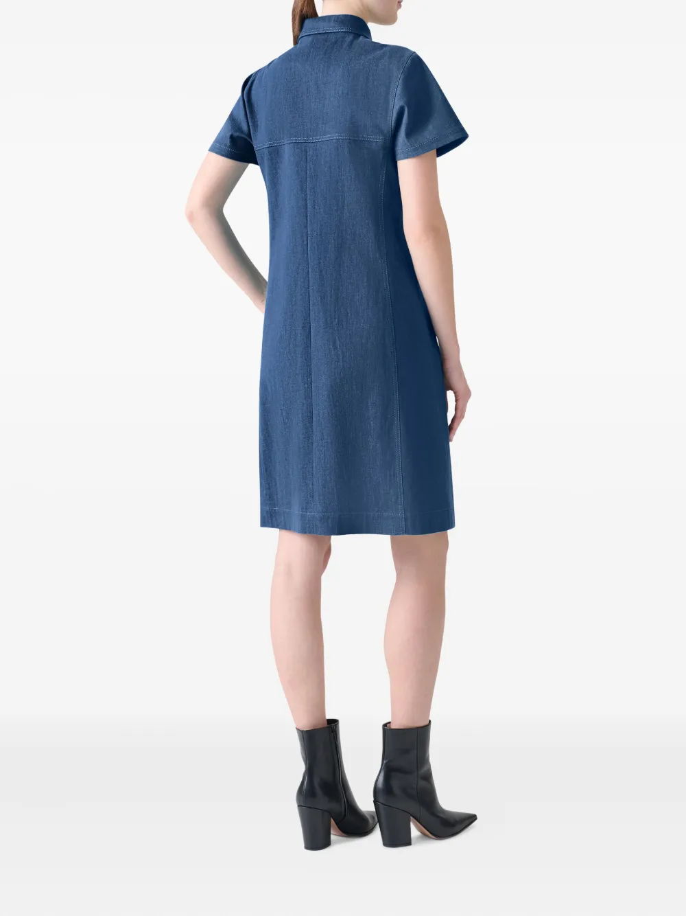 Akris Buttoned Collared Mini Dress In Blue