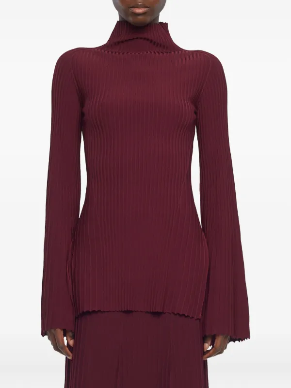 Adam Lippes Ribbed Long-sleeve Top in Red