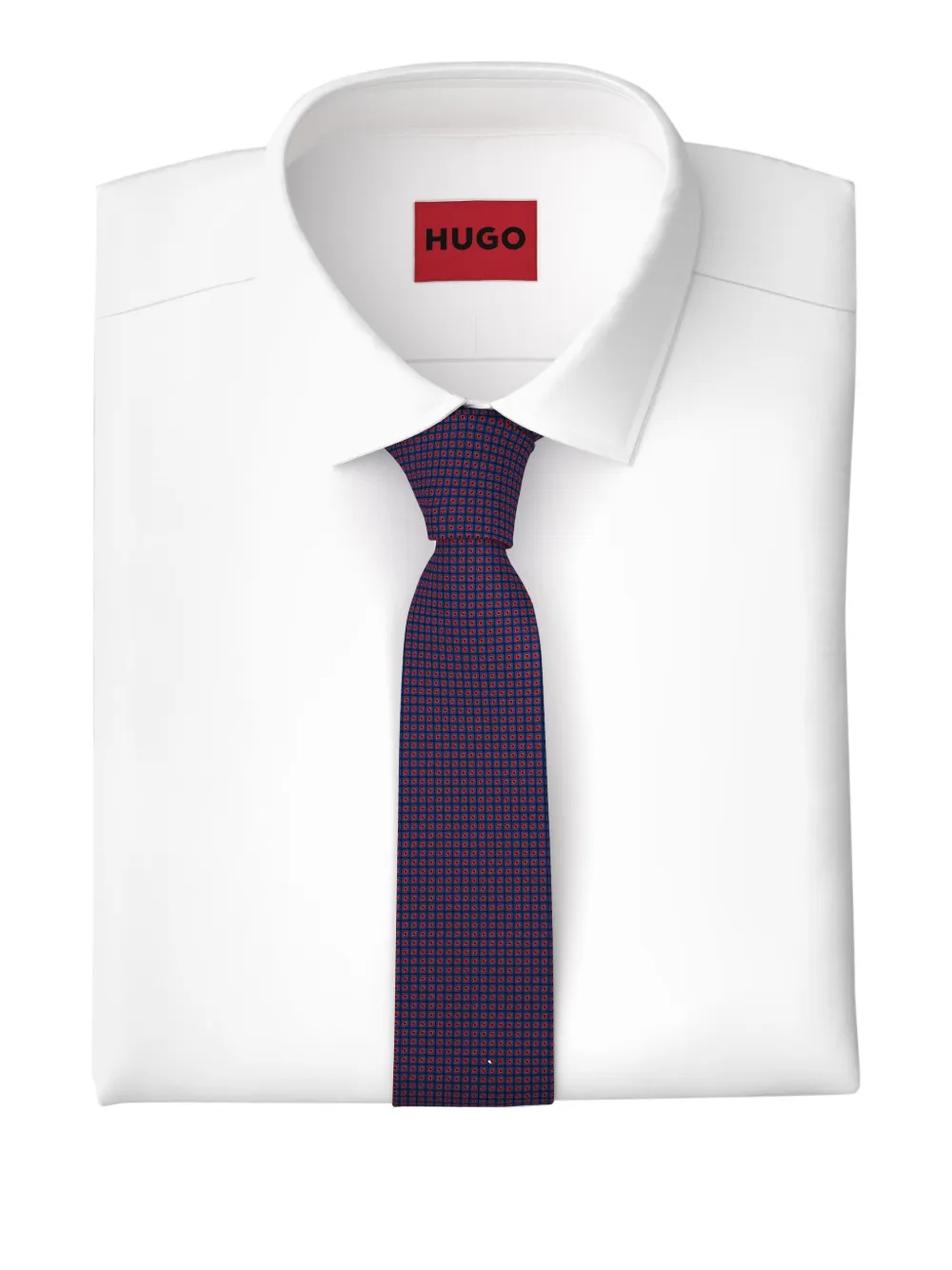 HUGO Gravata de seda mista com padronagem | Image 2