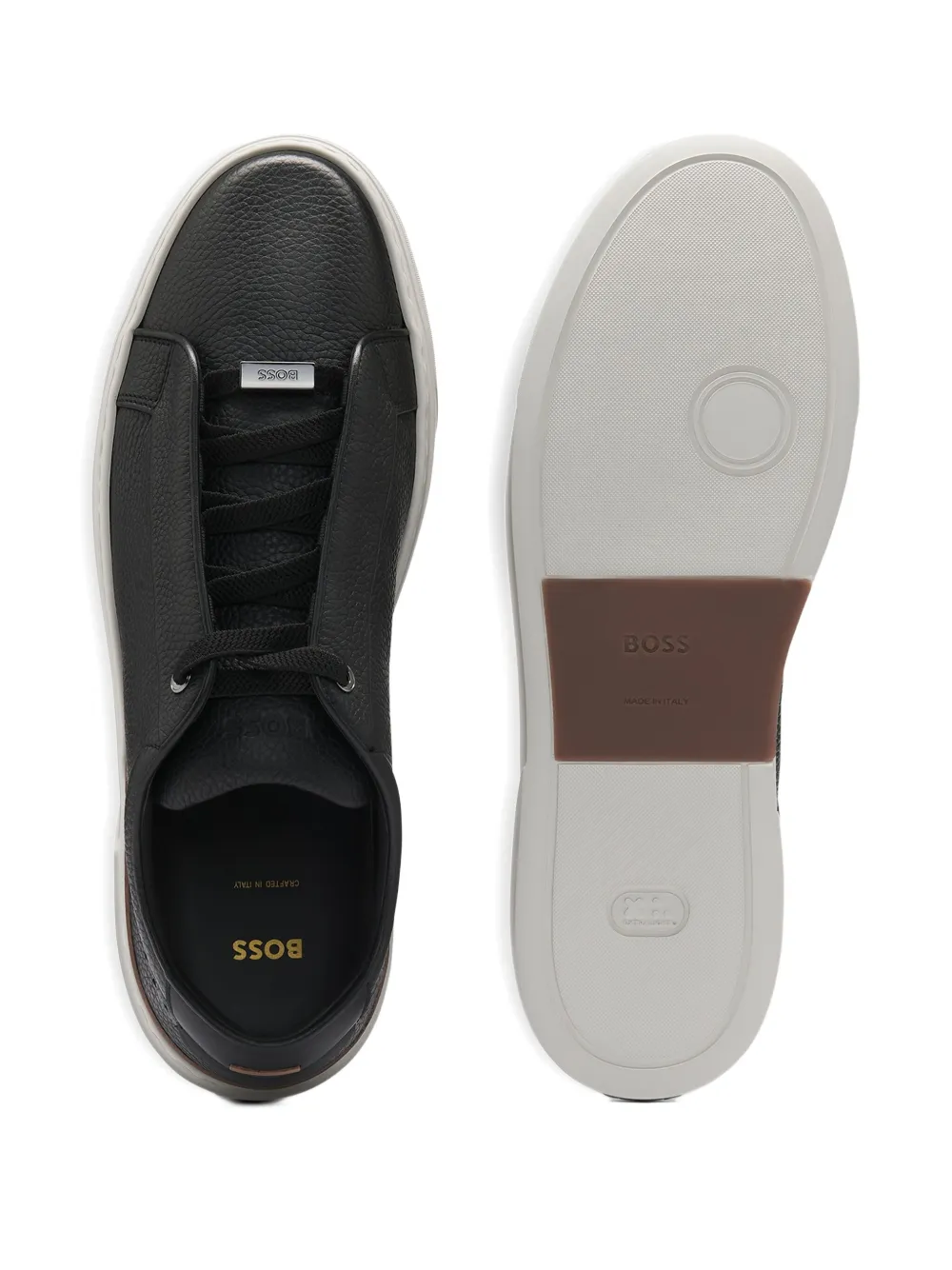 BOSS Low-top leren sneakers Zwart
