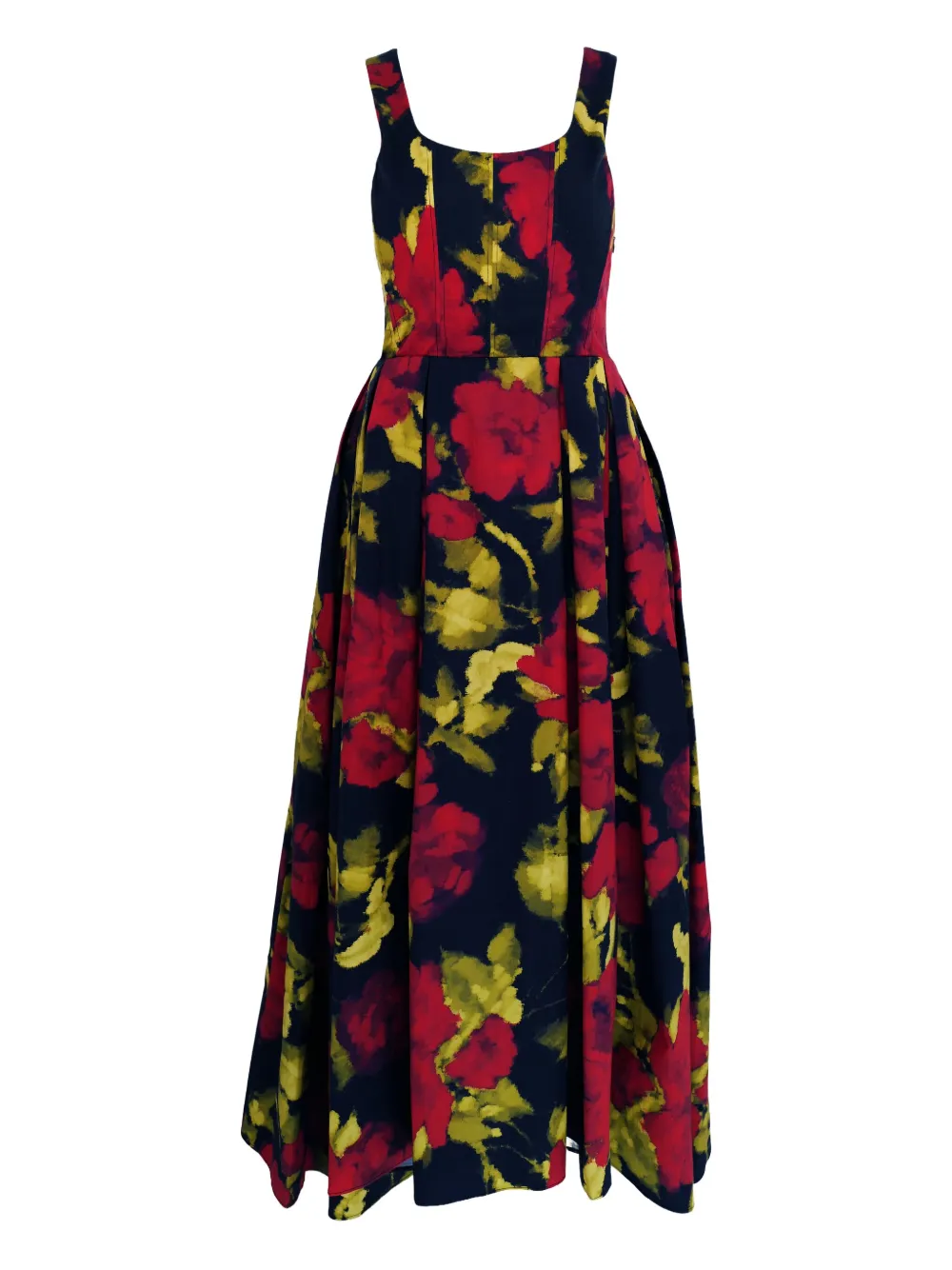 AZEEZA Aishani floral-print poplin midi dress | Black | Image 1