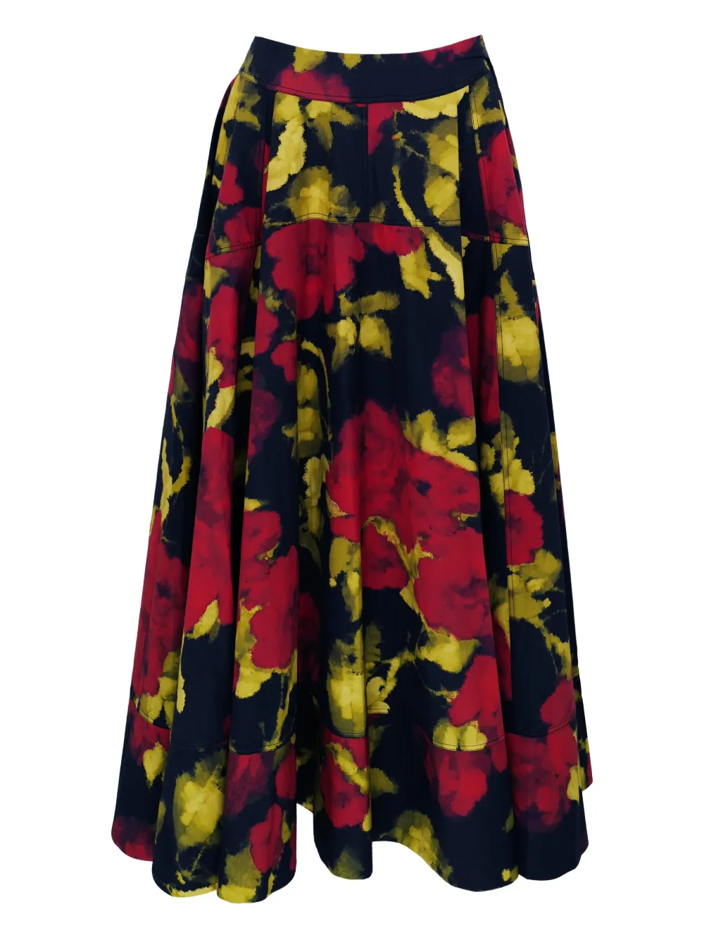AZEEZA Avani floral-print poplin skirt | Black | Image 1