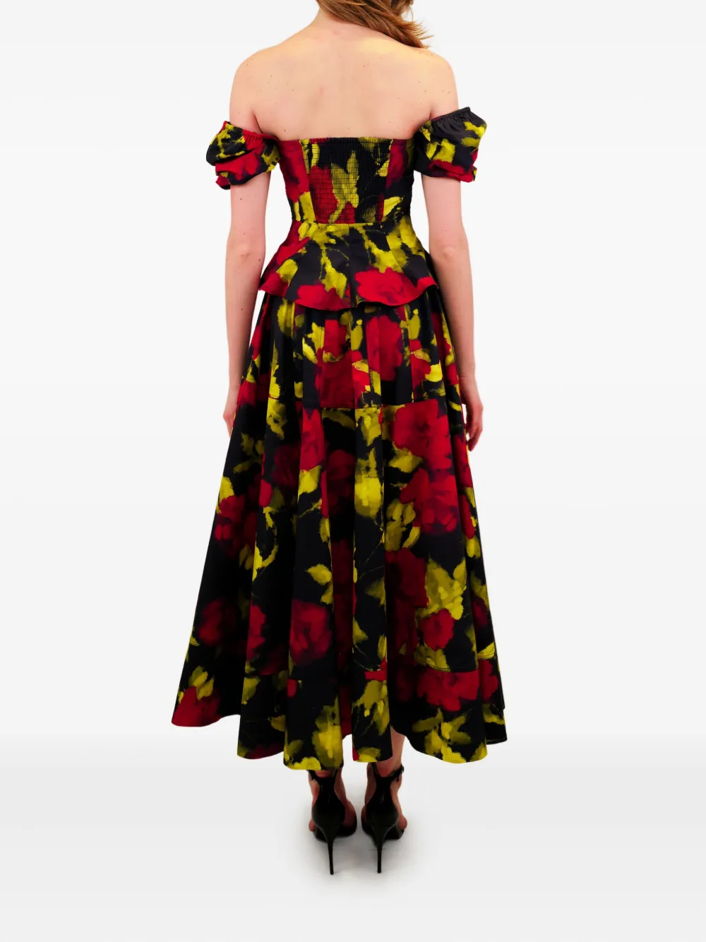 AZEEZA Avani popeline rok met bloemenprint Zwart