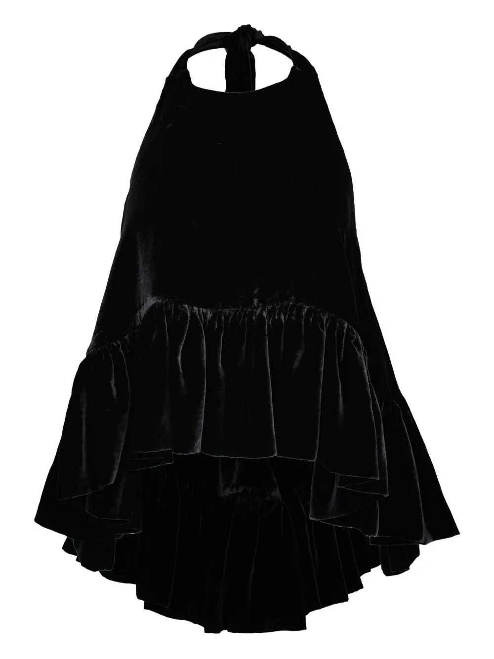 AZEEZA Winston ruffled velvet top - ブラック AZEEZA Winston ruffled velvet top - ブラック