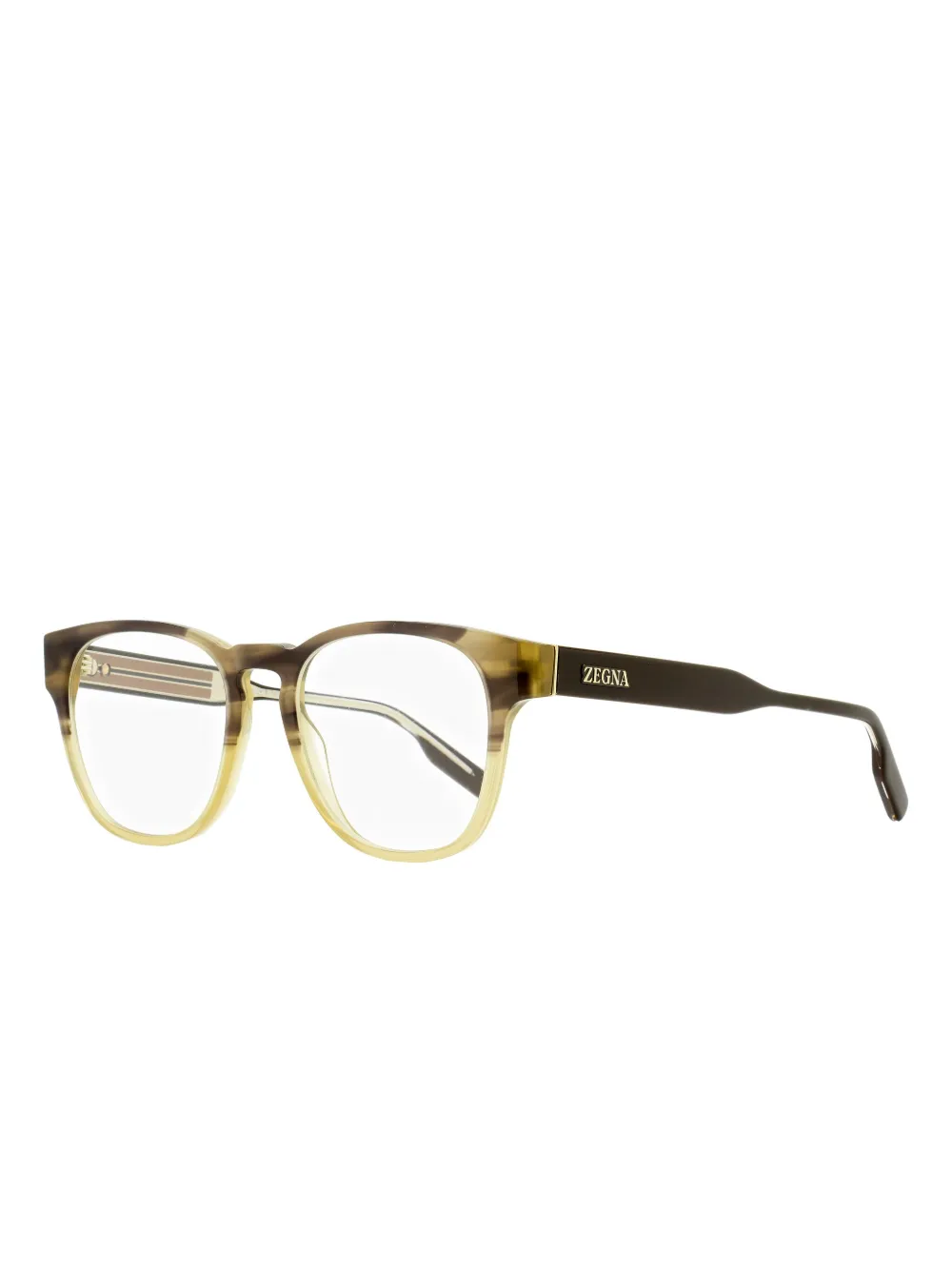 Zegna Keyhole Square Frame Glasses In Green