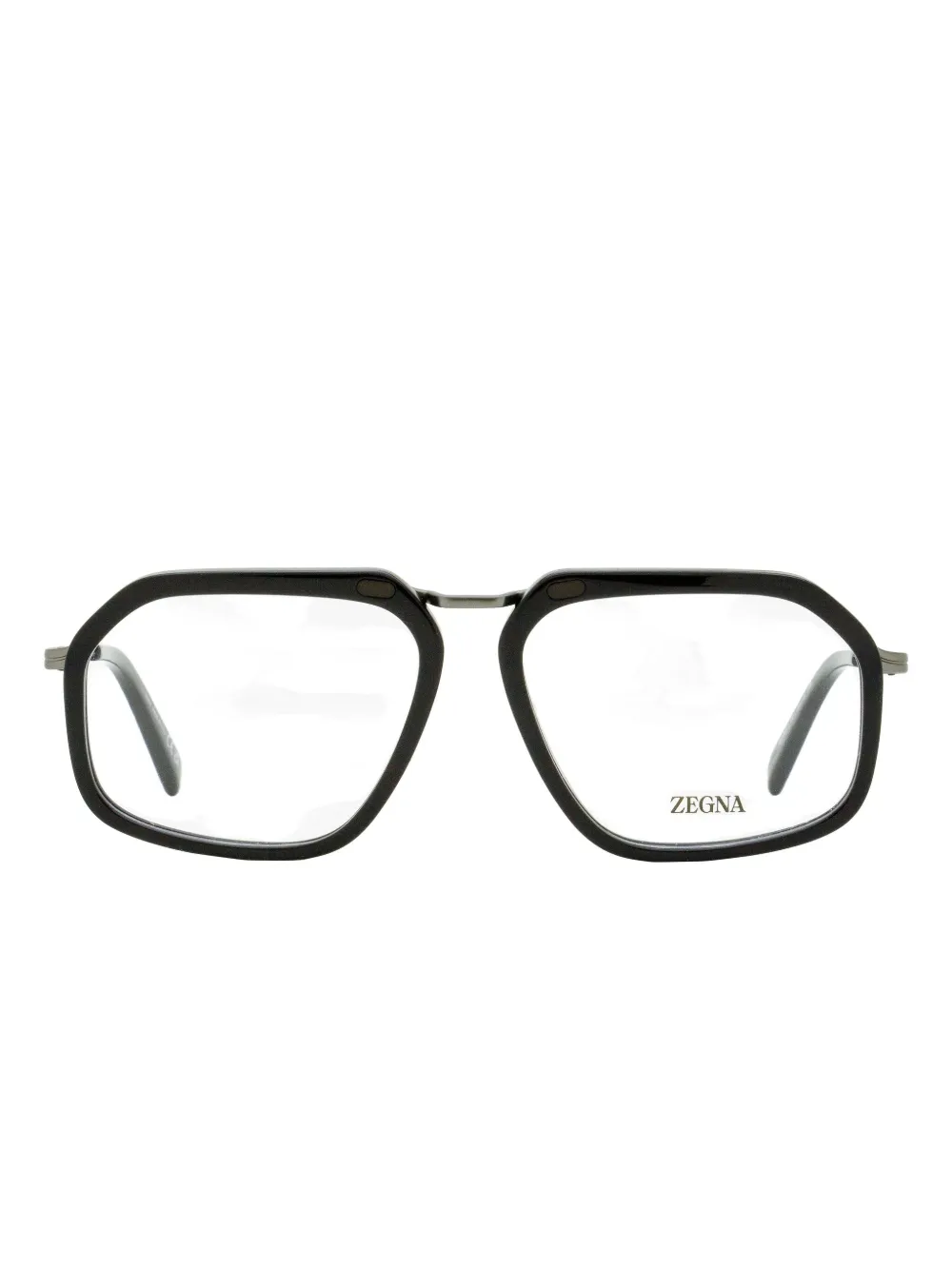 Zegna Geometric Frame Glasses In Black