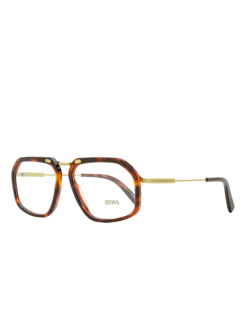 Zegna Rectangular Single-bridge Glasses In Brown
