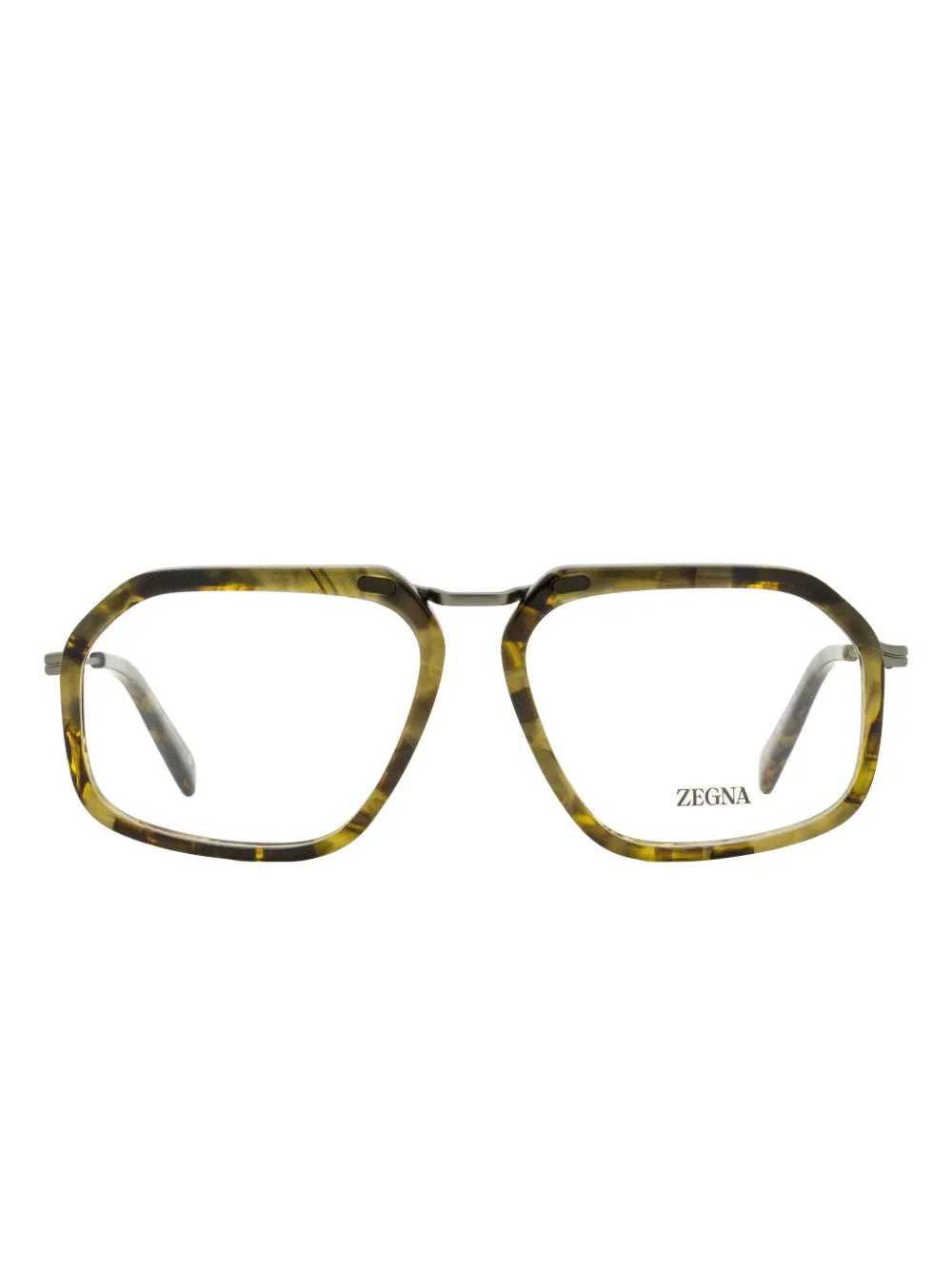 Zegna Tapered Rectangle Glasses In Brown