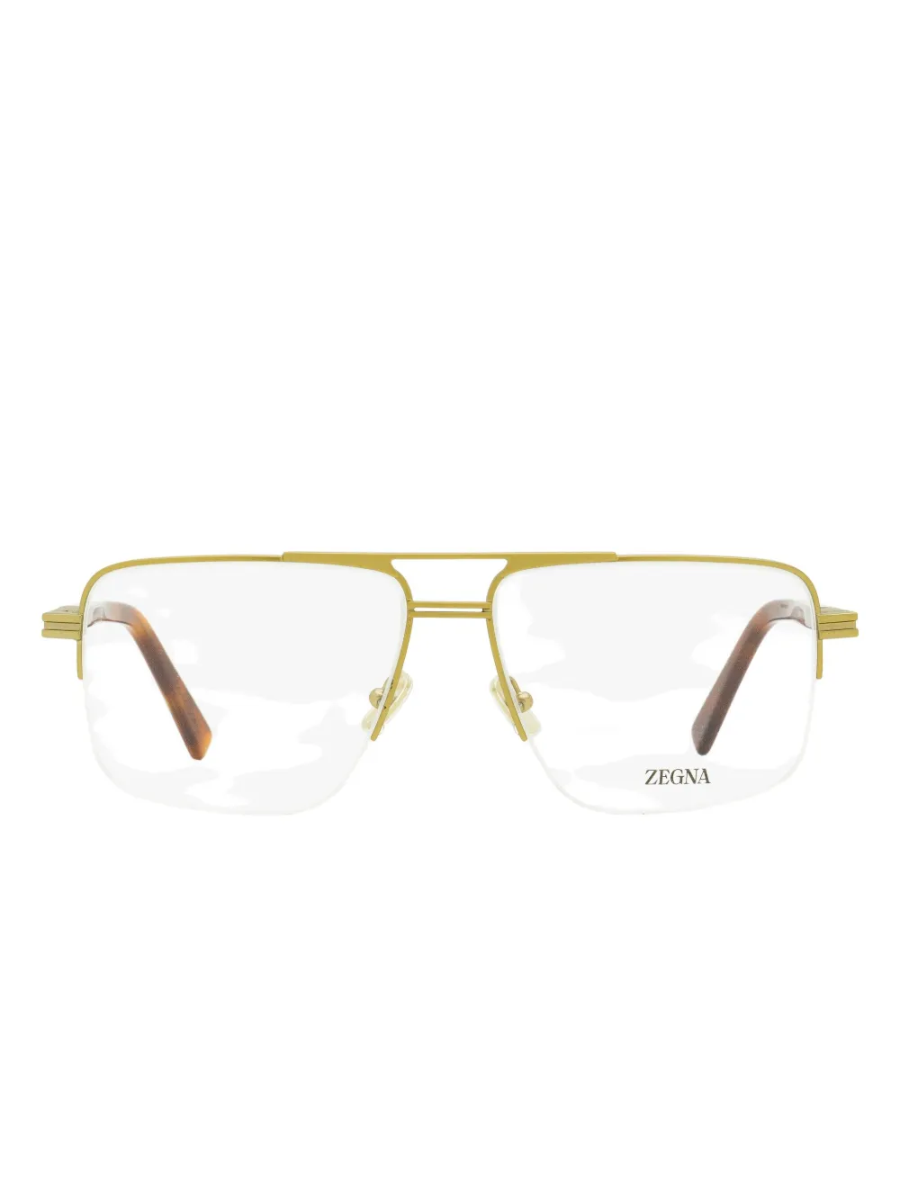 Zegna Semi-rimless Pilot Optical Frames In Gold