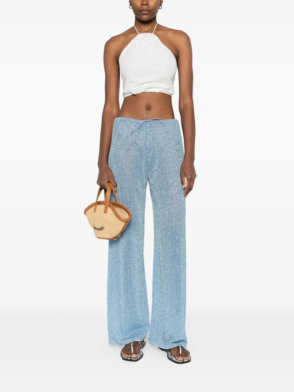 Oséree lurex-knit drawstring trousers | Straight-Leg Pants | Image 2