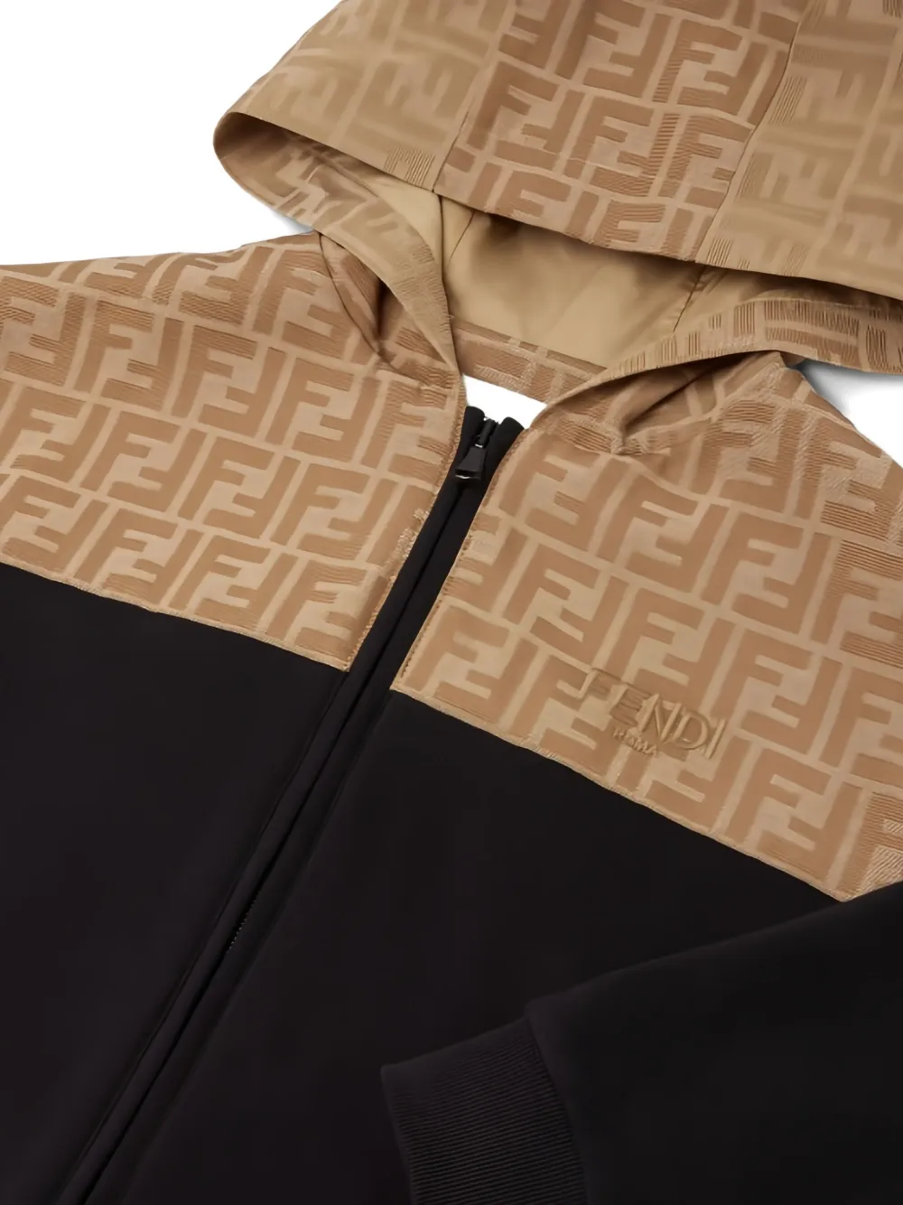 Fendi Kids Hoodie met rits Zwart
