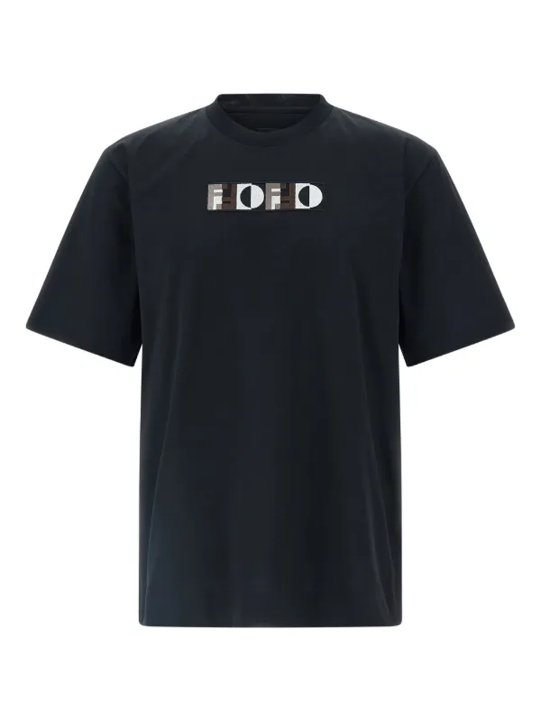 FENDI embroidered-logo T-shirt | Black | FARFETCH ZA