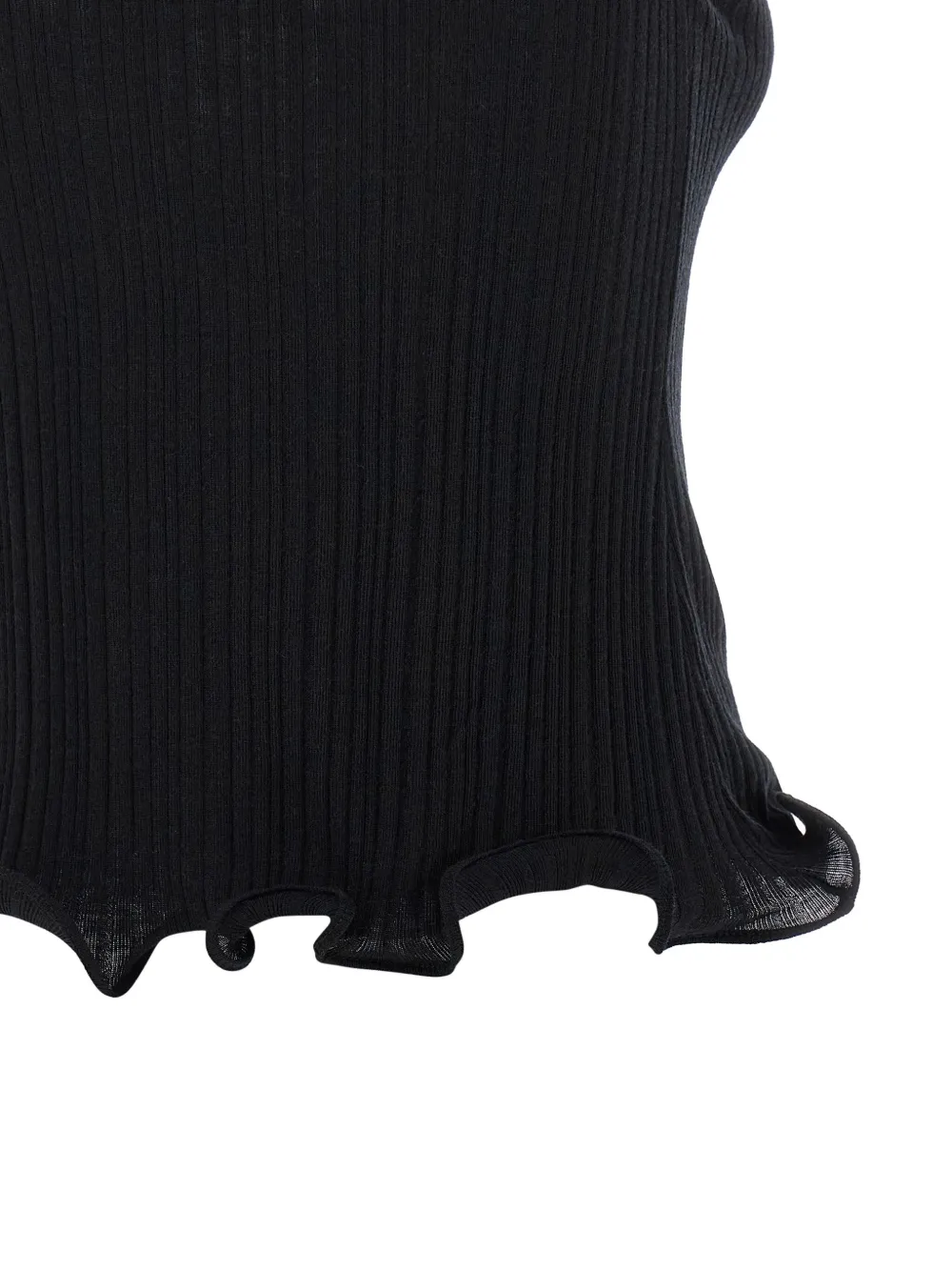 Fendi High Neck Sleeveless Ribbed Top In Black