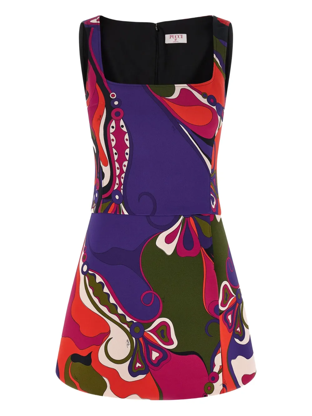 Pucci Printed Sleeveless Dress Square Neckline In Multi