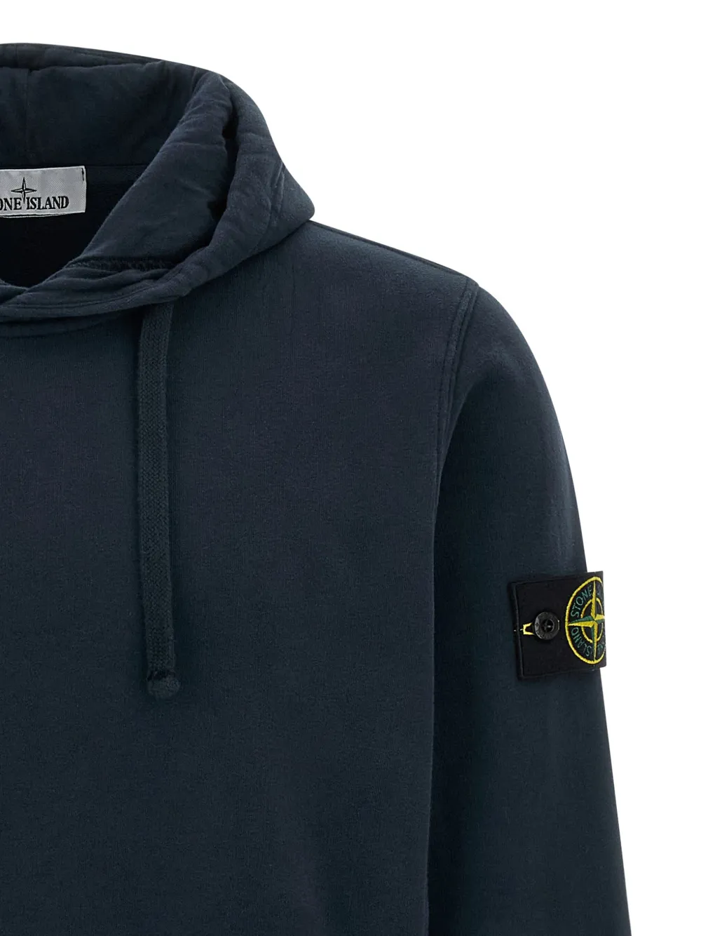 Stone Island Logo-badge Hoodie In Blue