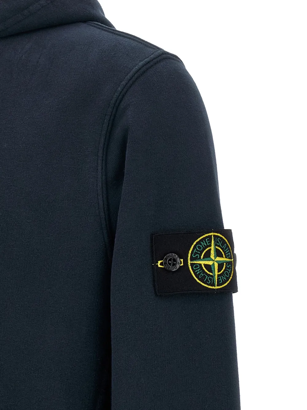 Stone Island Logo-badge Hoodie In Blue