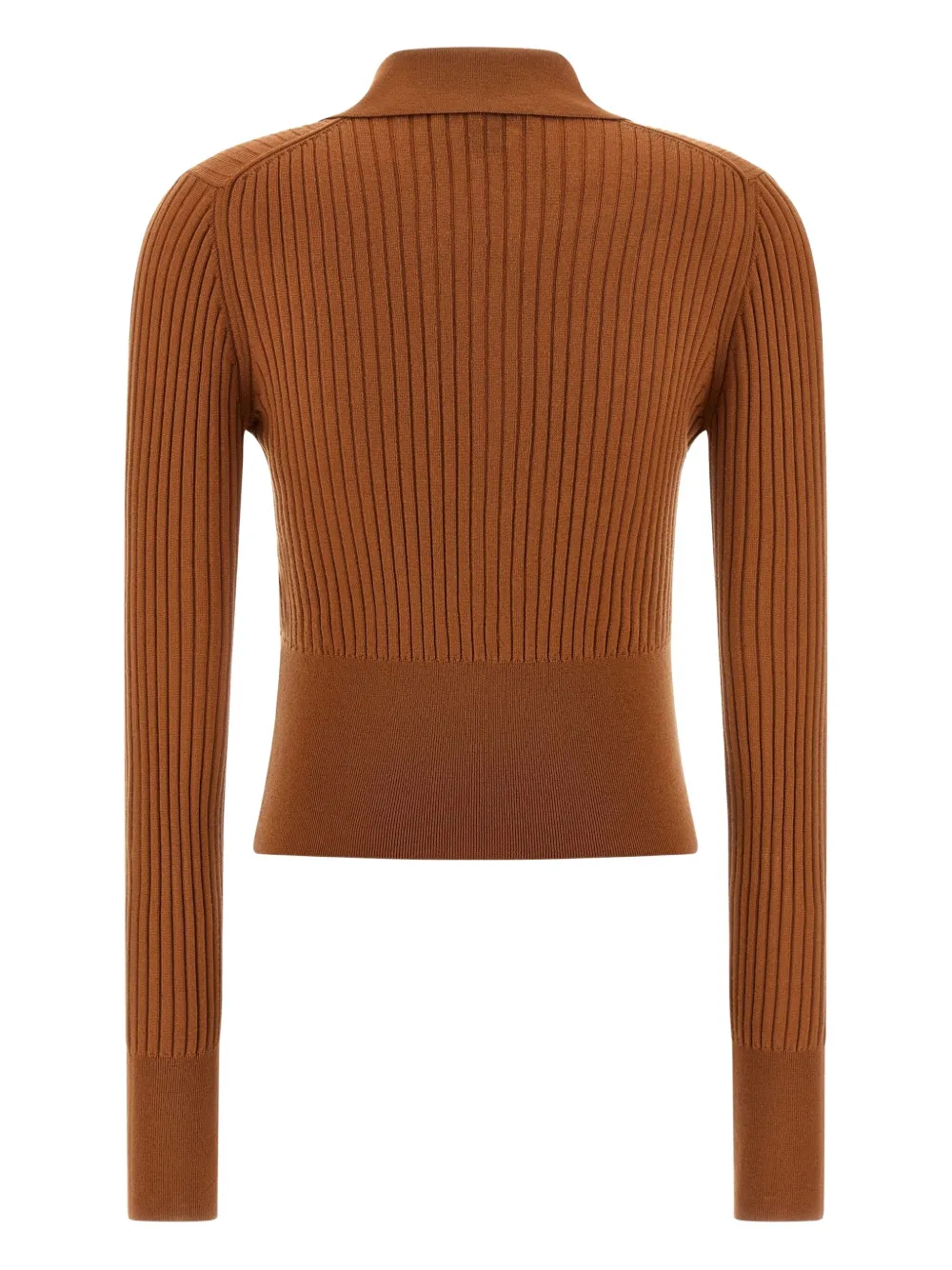 FENDI Geribbelde gebreide trui met logo intarsia - Bruin
