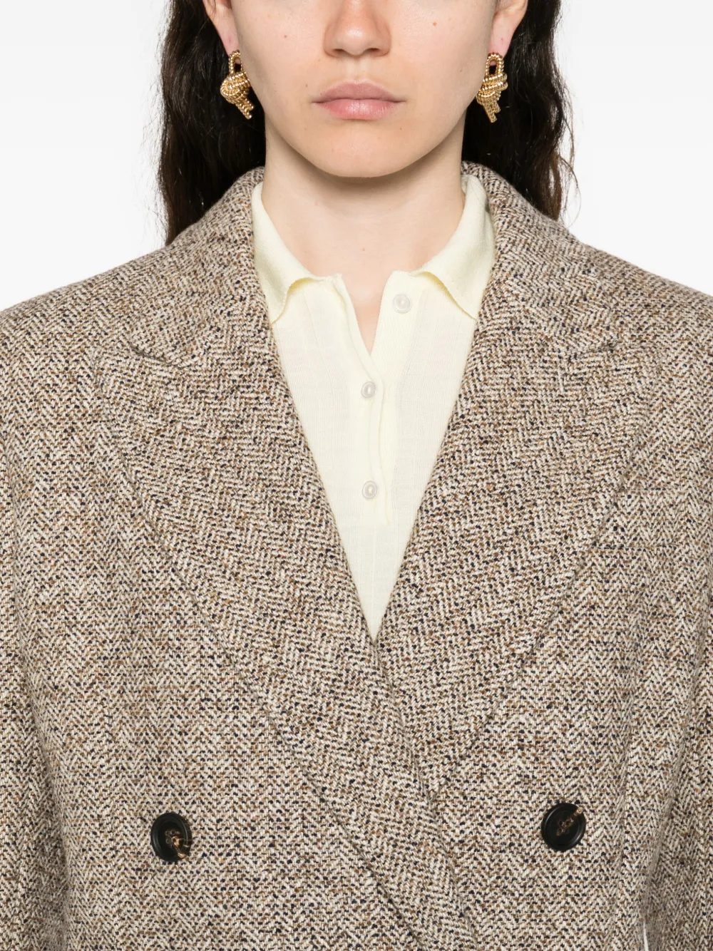 Brunello Cucinelli Jack met dubbele rij knopen Bruin