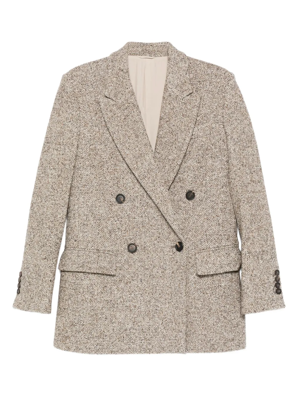 Brunello Cucinelli chamarra de tweed con doble botonadura | marrón | Image 1